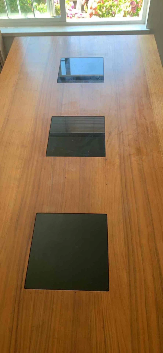 Wood Dining Table with Black Inlays