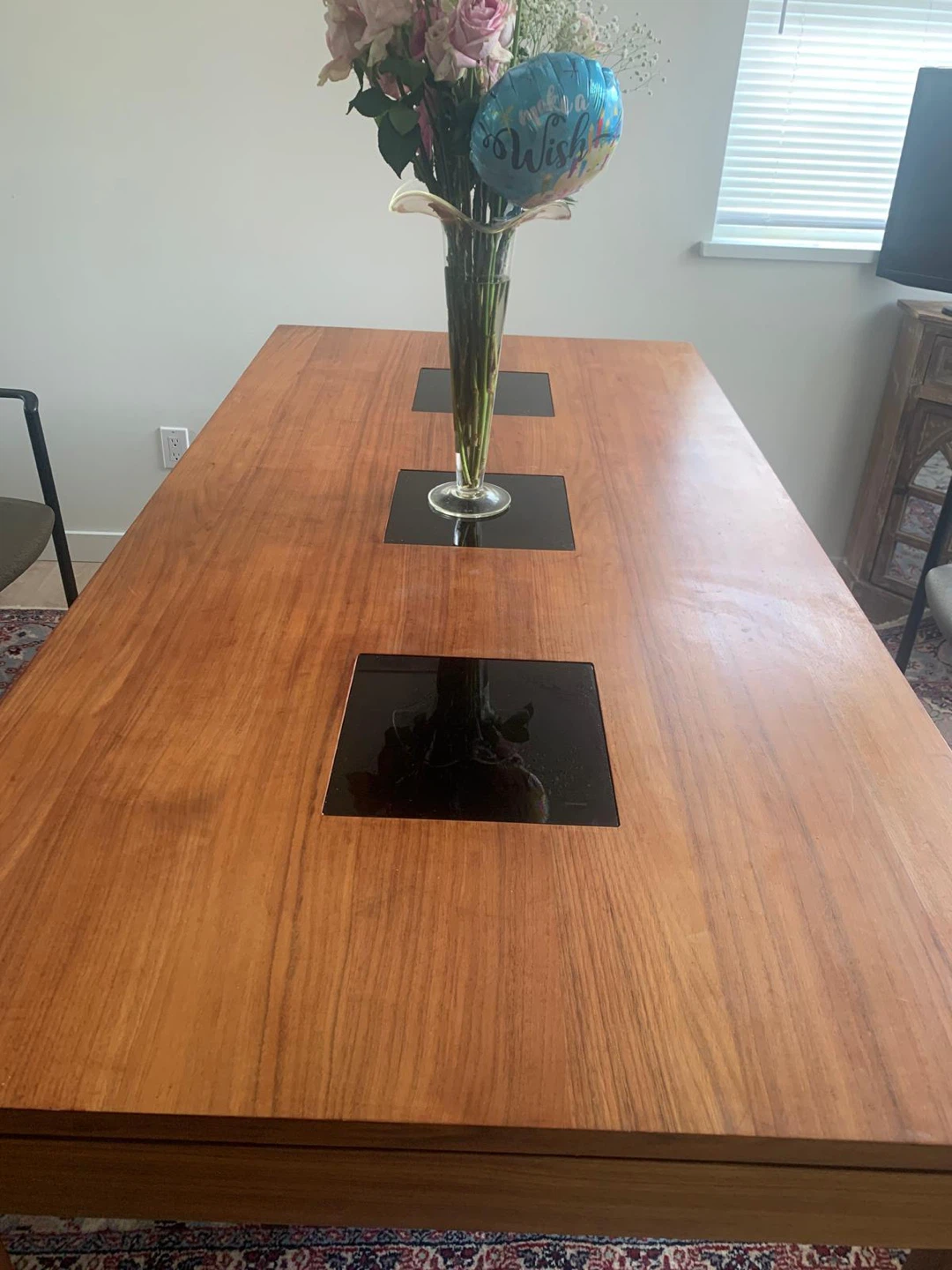 Wood Dining Table with Black Inlays - photo 3