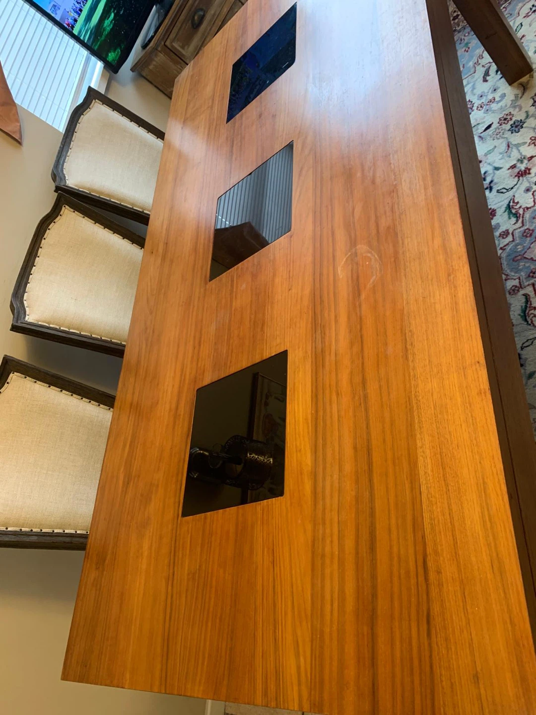 Wood Dining Table with Black Inlays - photo 4