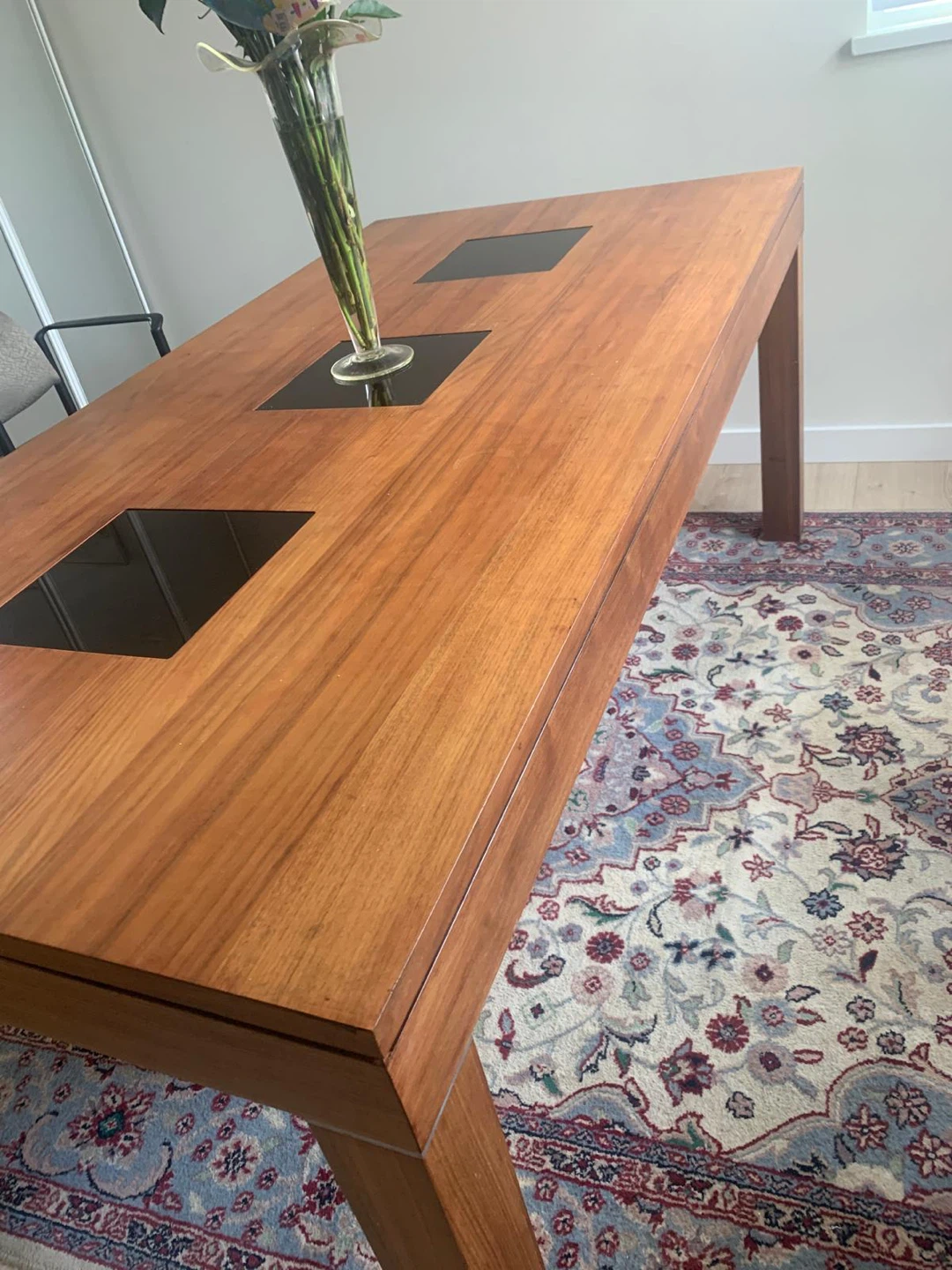 Wood Dining Table with Black Inlays - photo 2