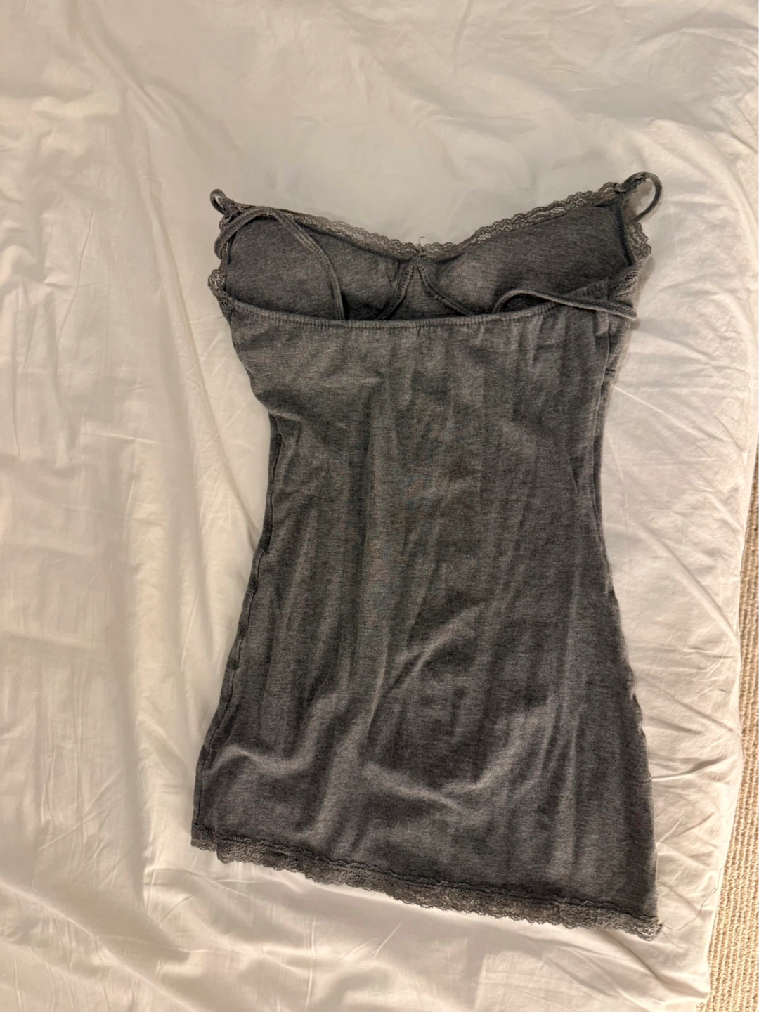 Grey Lace Trim Cami Tank Top/Dress - photo 2