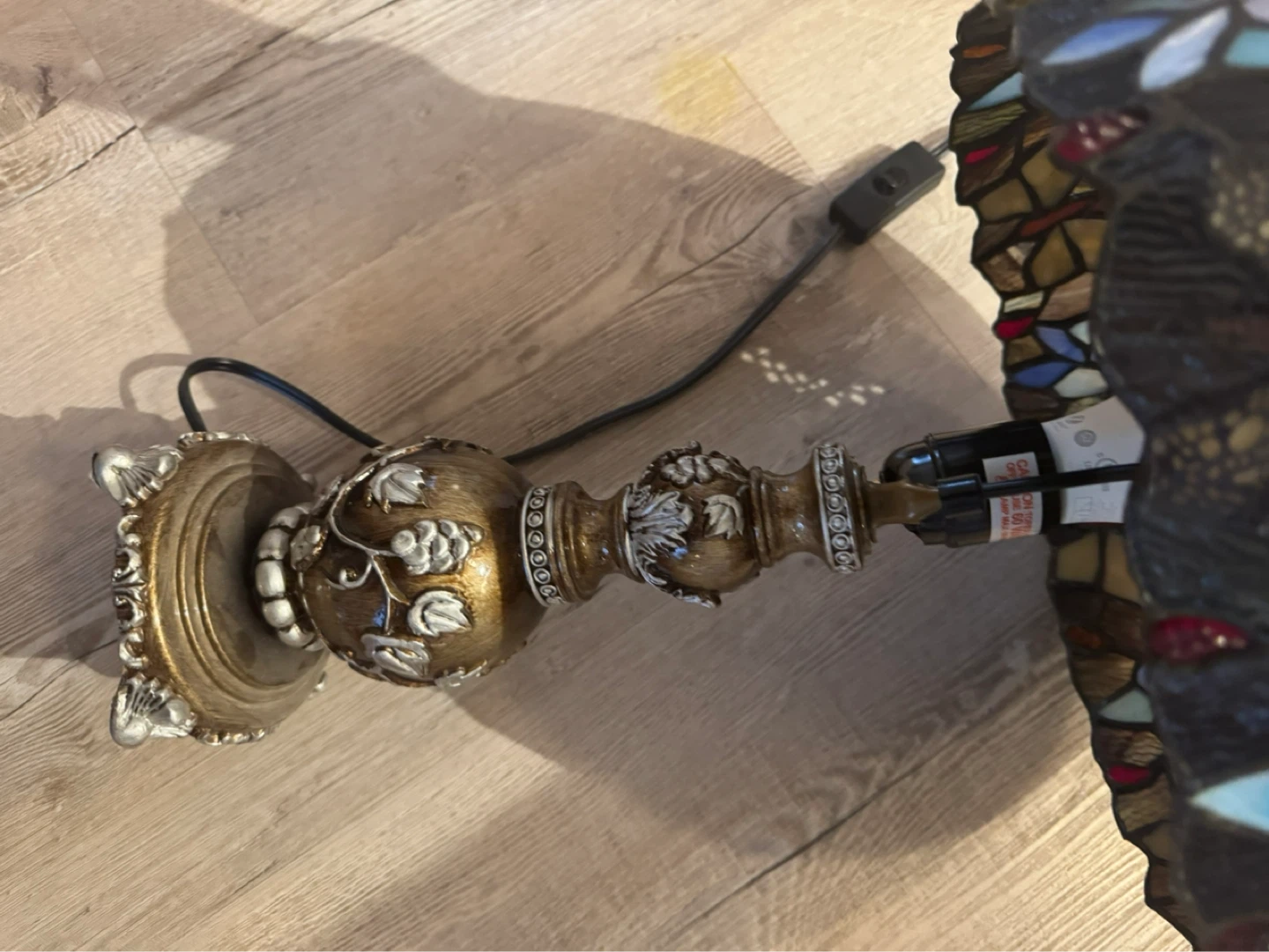 Stained Glass Table Lamp with Butterfly and Floral Design - photo 5
