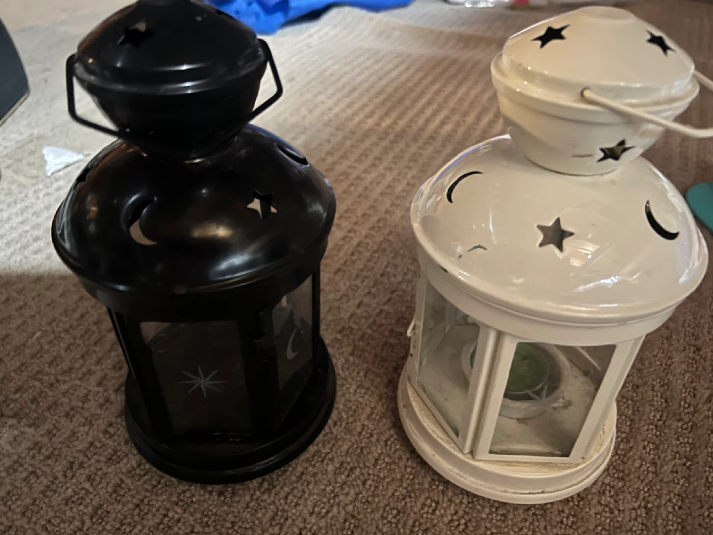 Set of 2 Black and White Decorative Lanterns