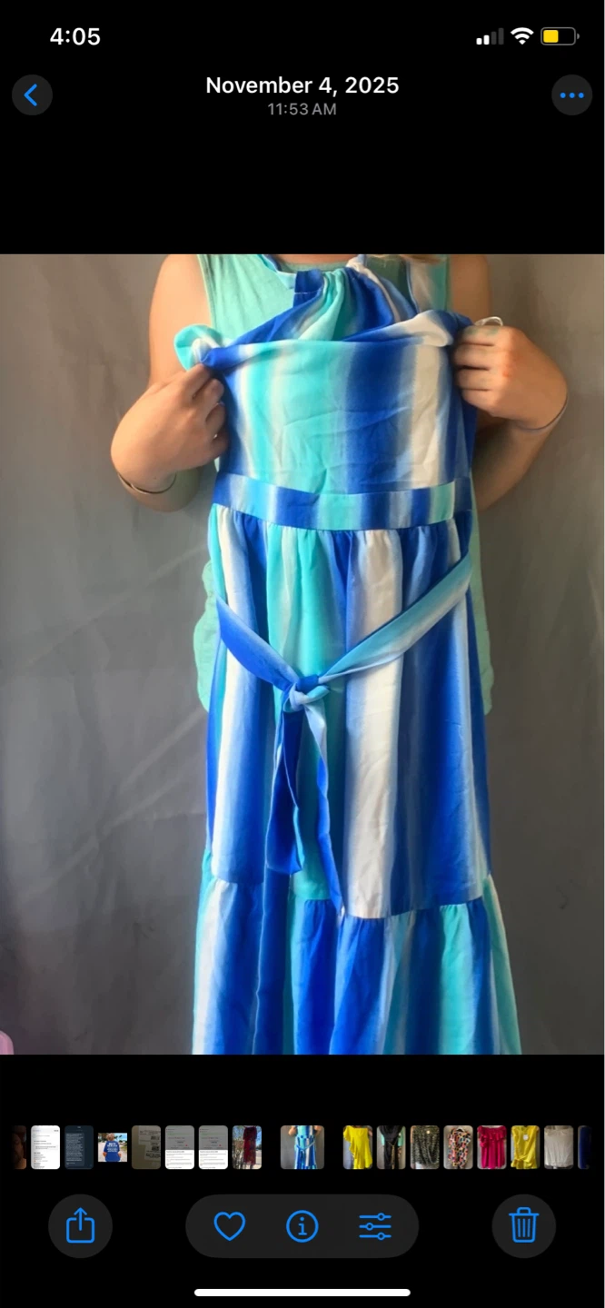 Blue and White Striped Maxi Dress