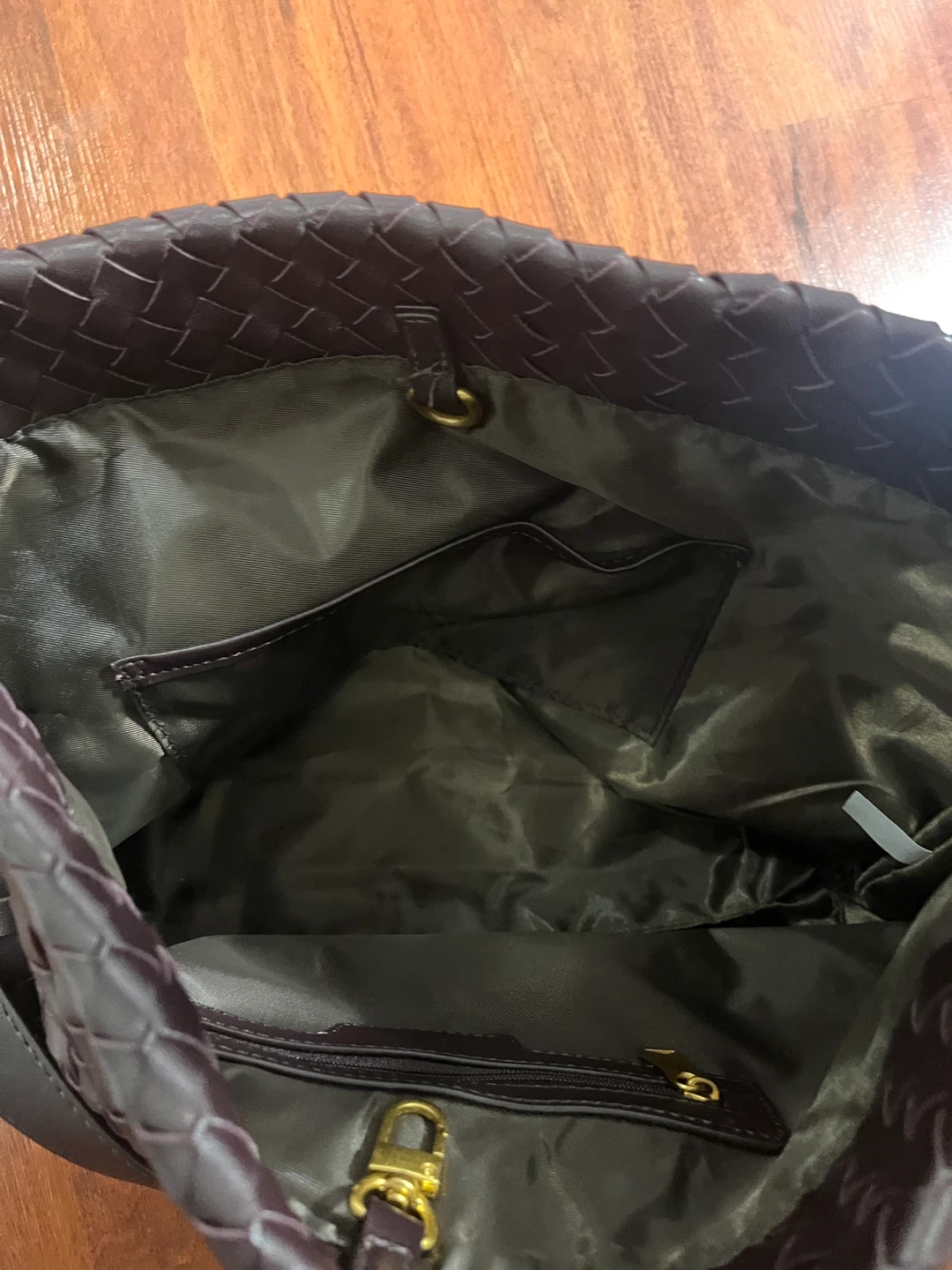 Dark Brown Woven Leather Shoulder Bag - photo 5