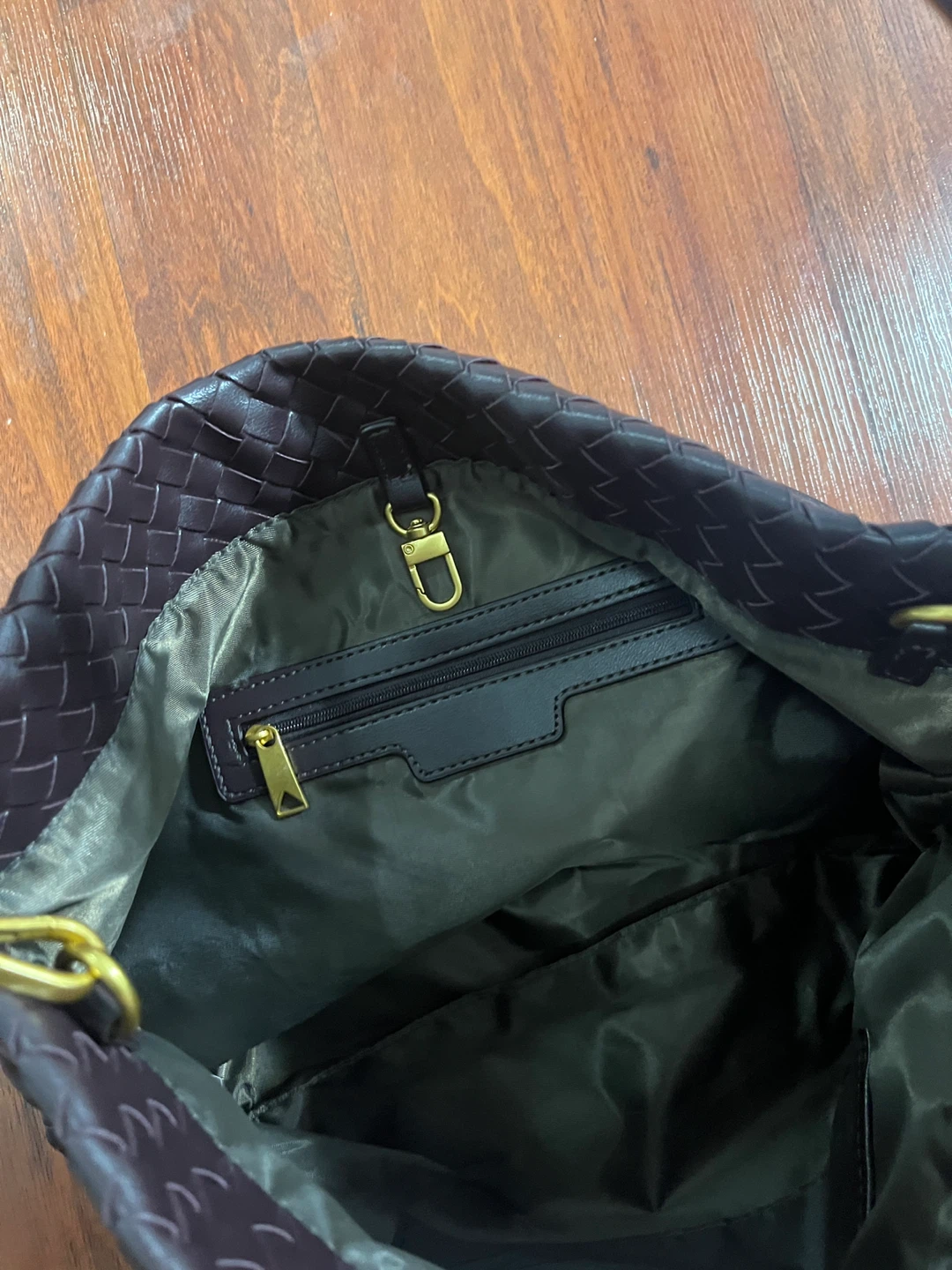 Dark Brown Woven Leather Shoulder Bag - photo 4
