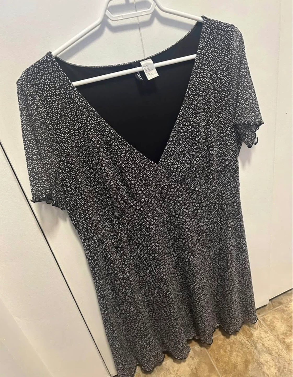 H&M Black Floral Print Mini Dress Size XL - photo 3