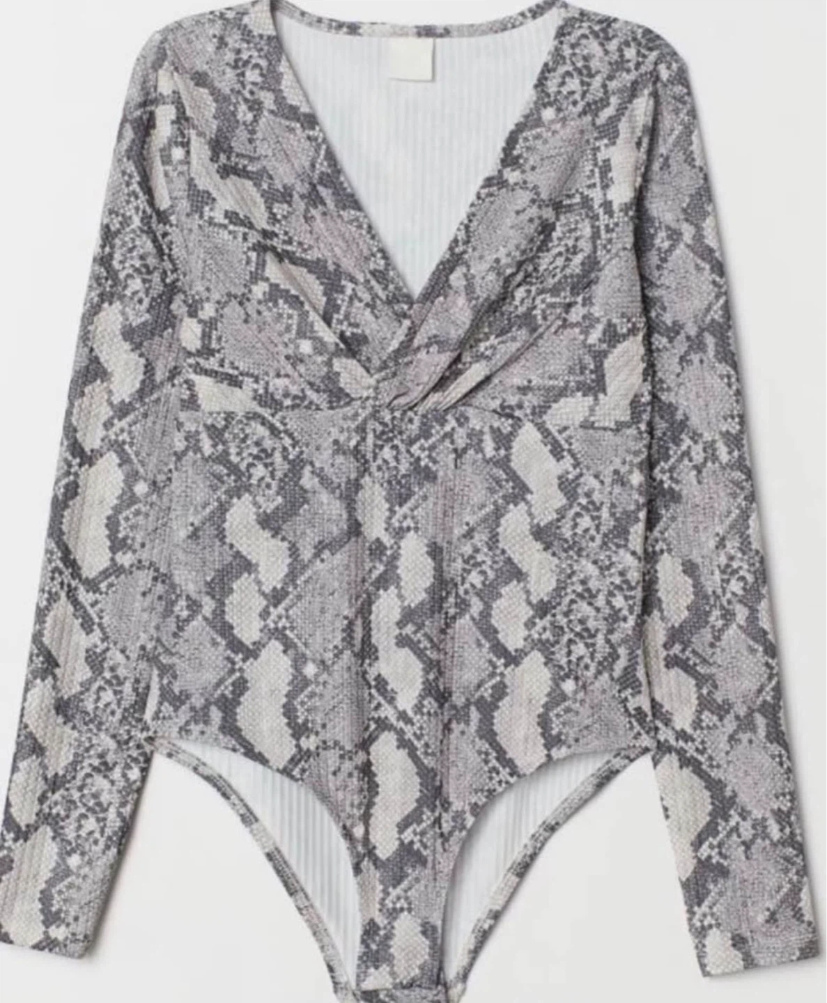 H&M Snake Print Long Sleeve Bodysuit Size Large