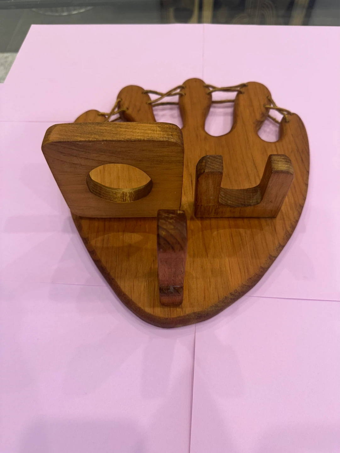 Vintage Handmade Wooden Baseball Wall Rack Shelf - photo 2