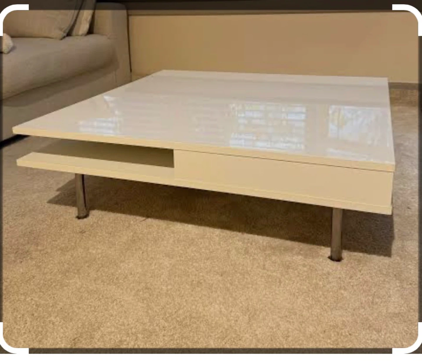 Modern white Coffee Table with Storage Drawer - photo 2