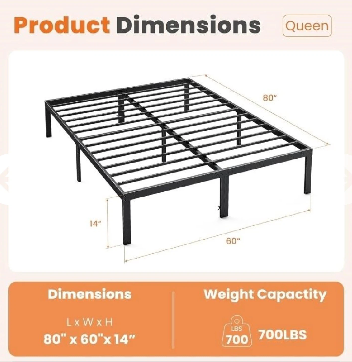Queen Size Metal Bed Frame - photo 3