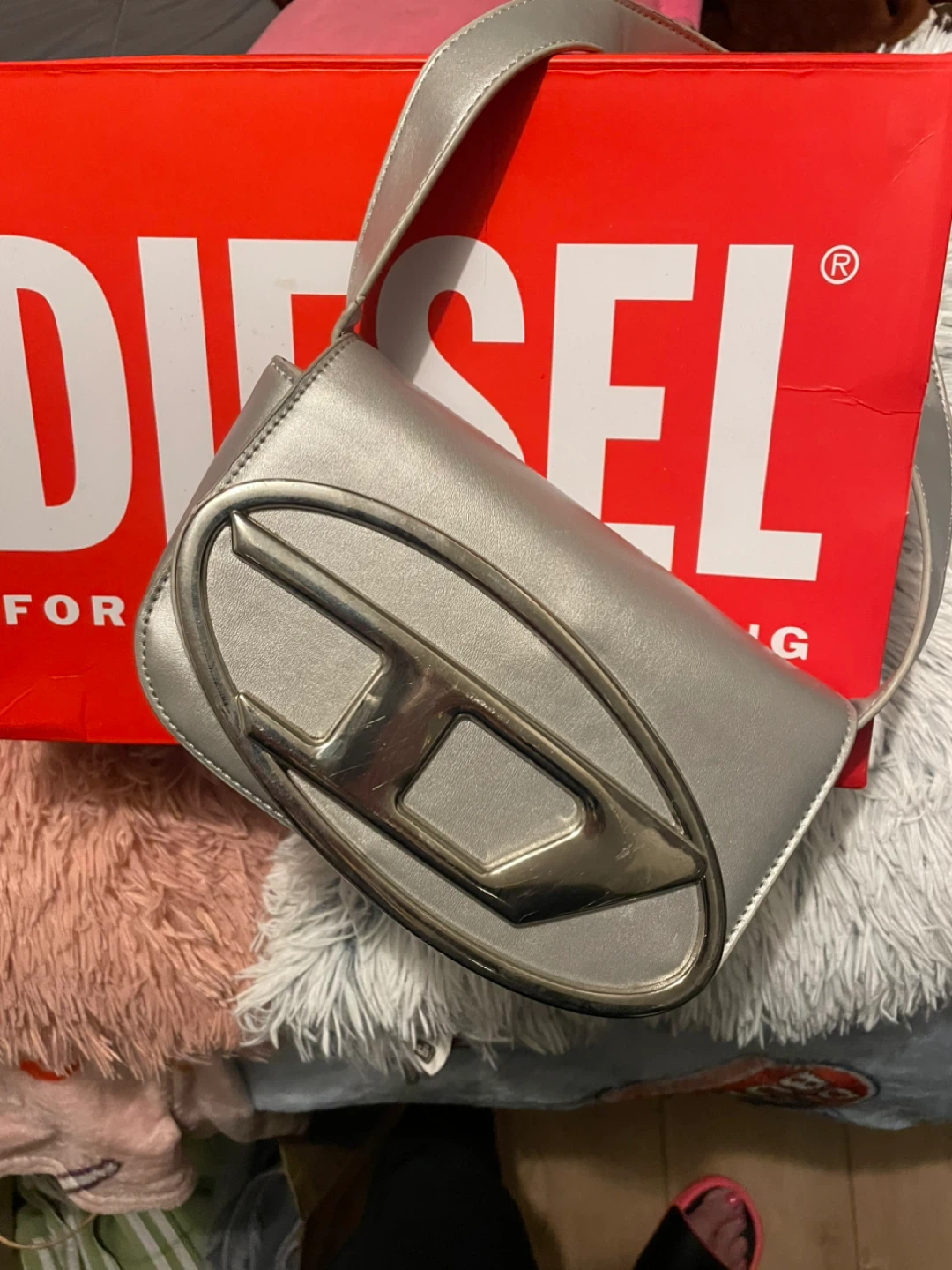 Diesel Silver Shoulder Bag with Large D Logo - photo 2