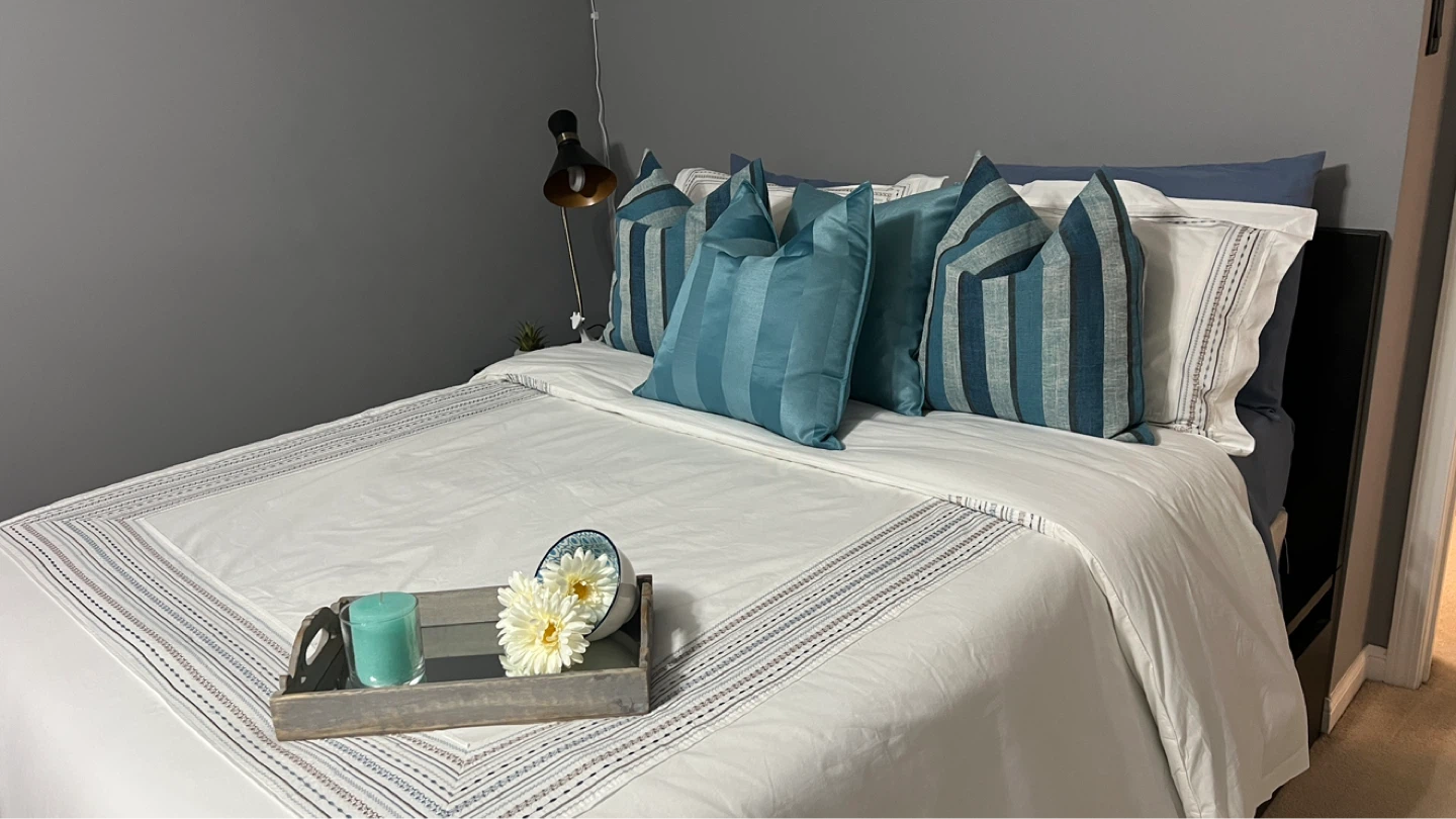 Blue Striped Decorative Throw Pillow Covers - photo 2