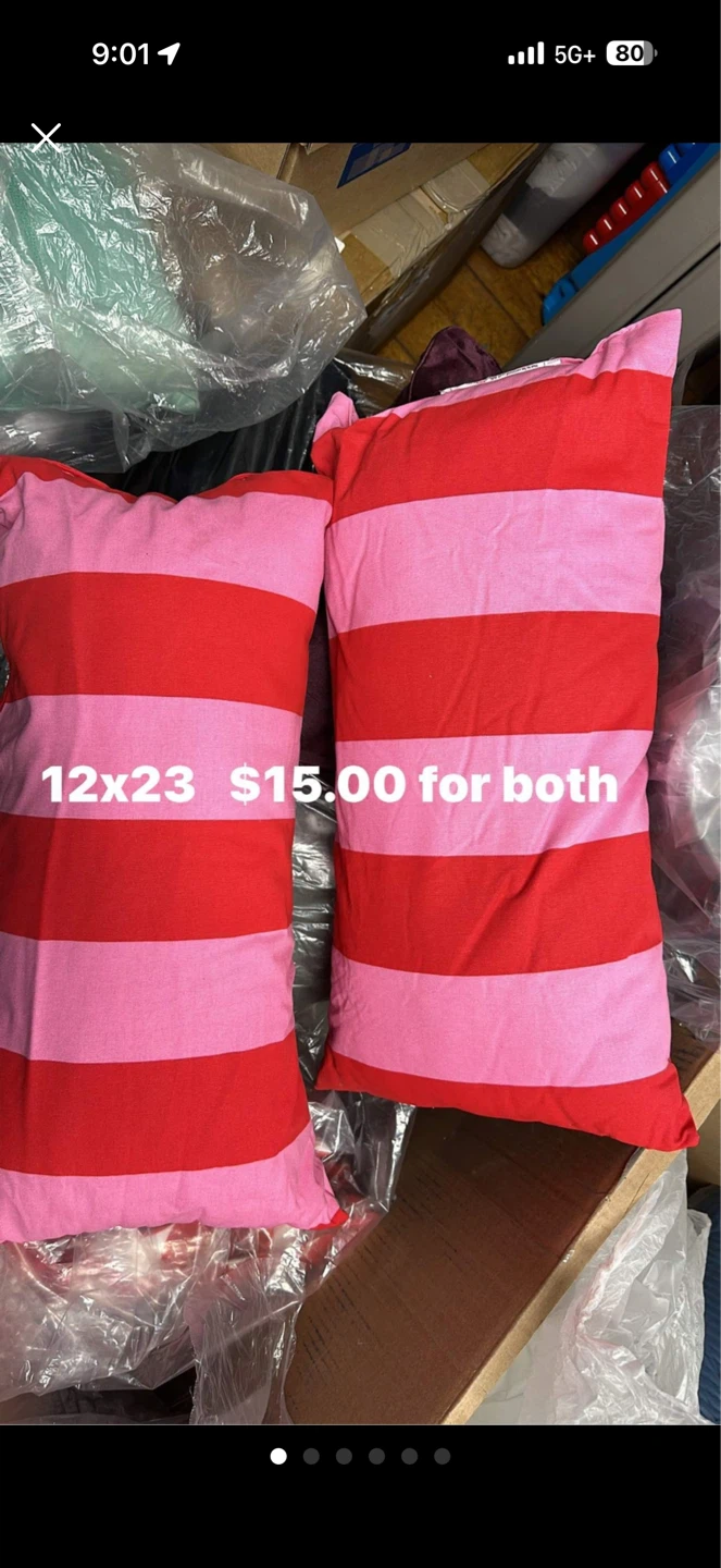 Two striped throw pillows 12x23