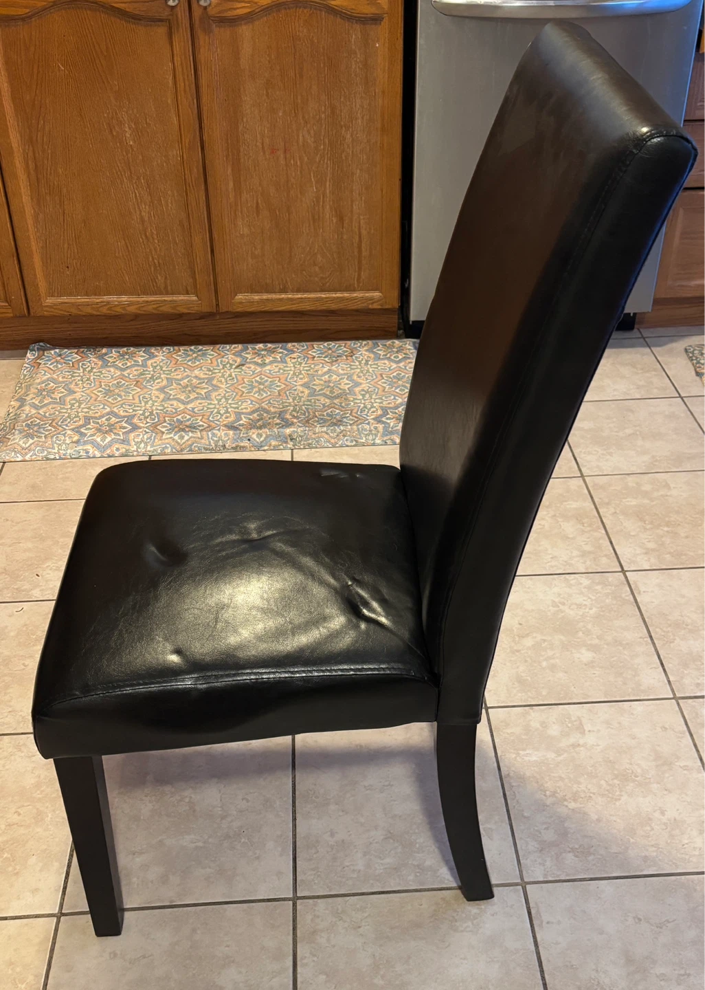 Black Faux Leather Dining Chair - photo 3