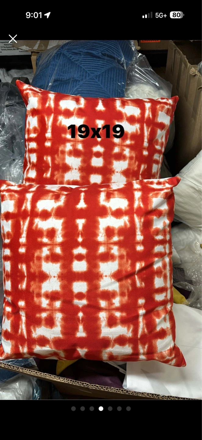 19x19 Red and White Tie-Dye Throw Pillow Covers (Set of 2)