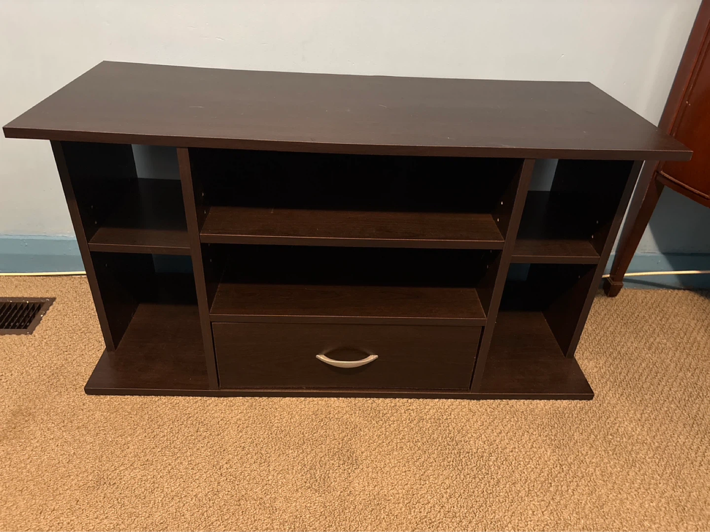 Wooden TV Stand with Drawer and Adjustable Shelves - photo 2