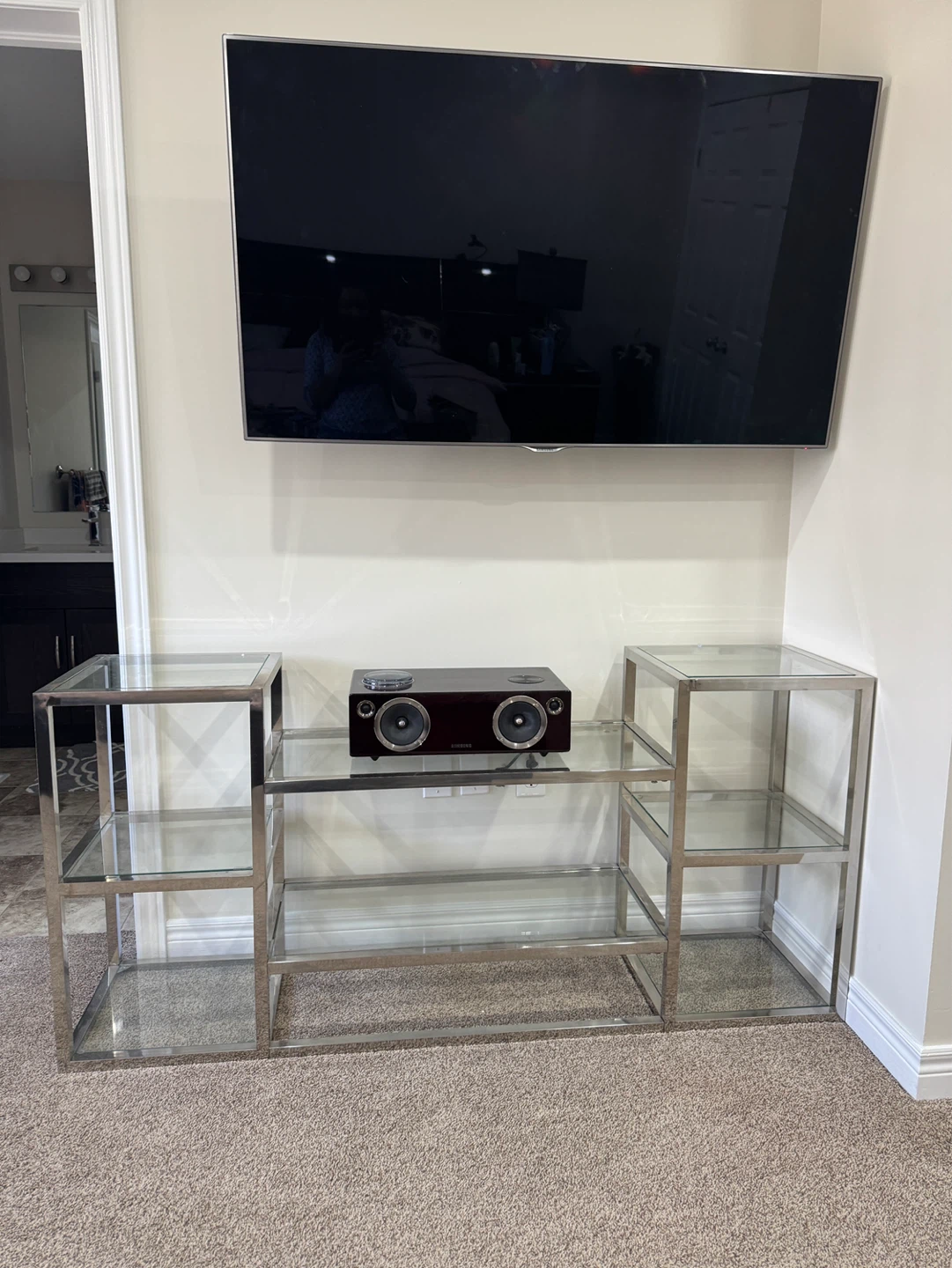 Glass and Metal TV Stand