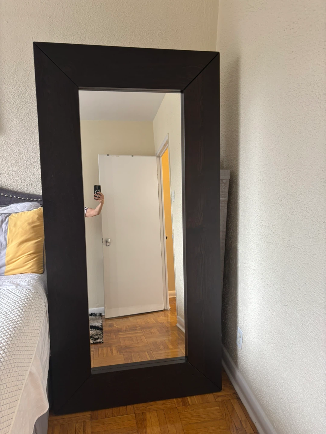 Large Dark Brown Framed Floor Mirror