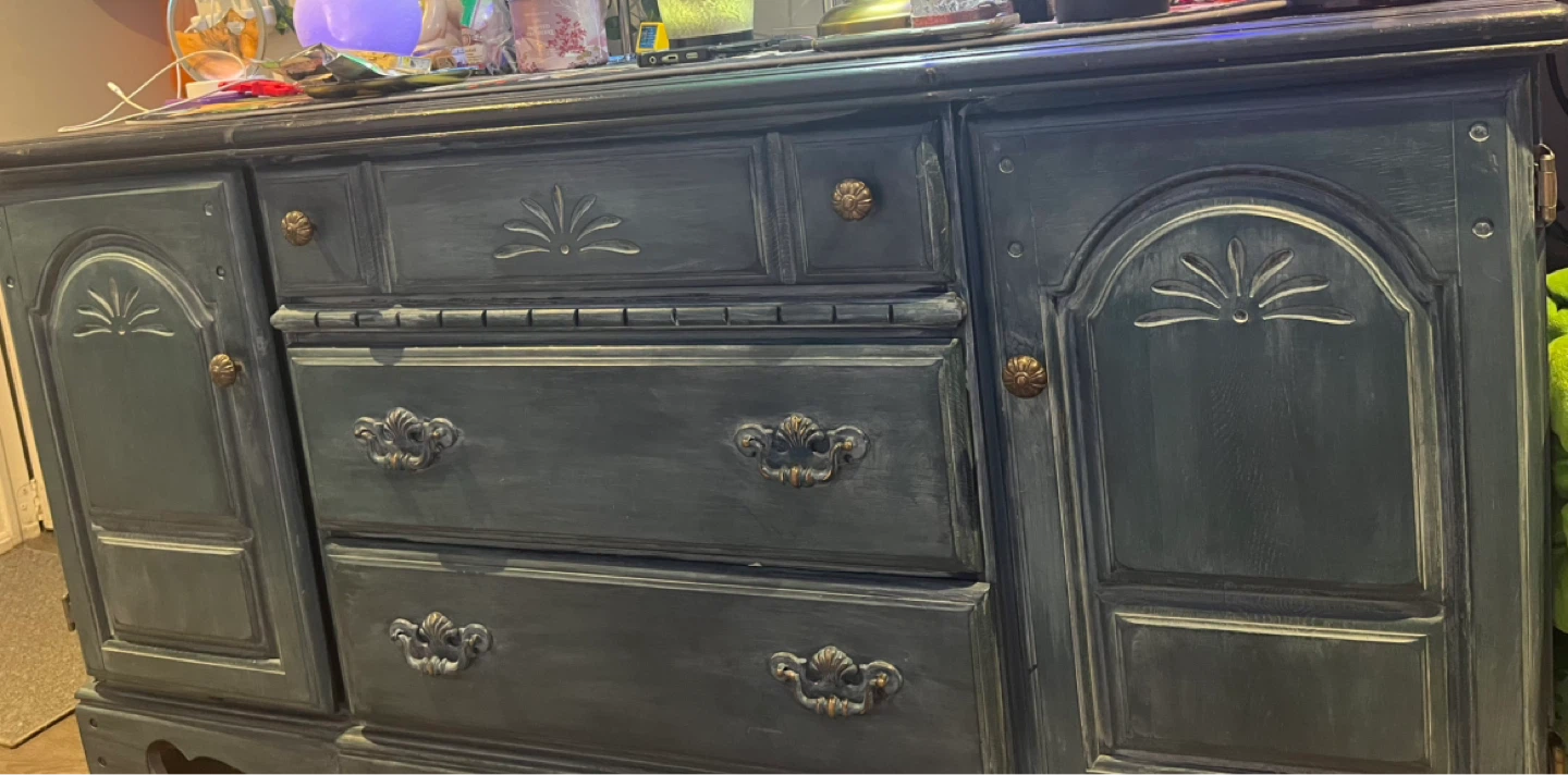 High-quality navy blue wooden furniture