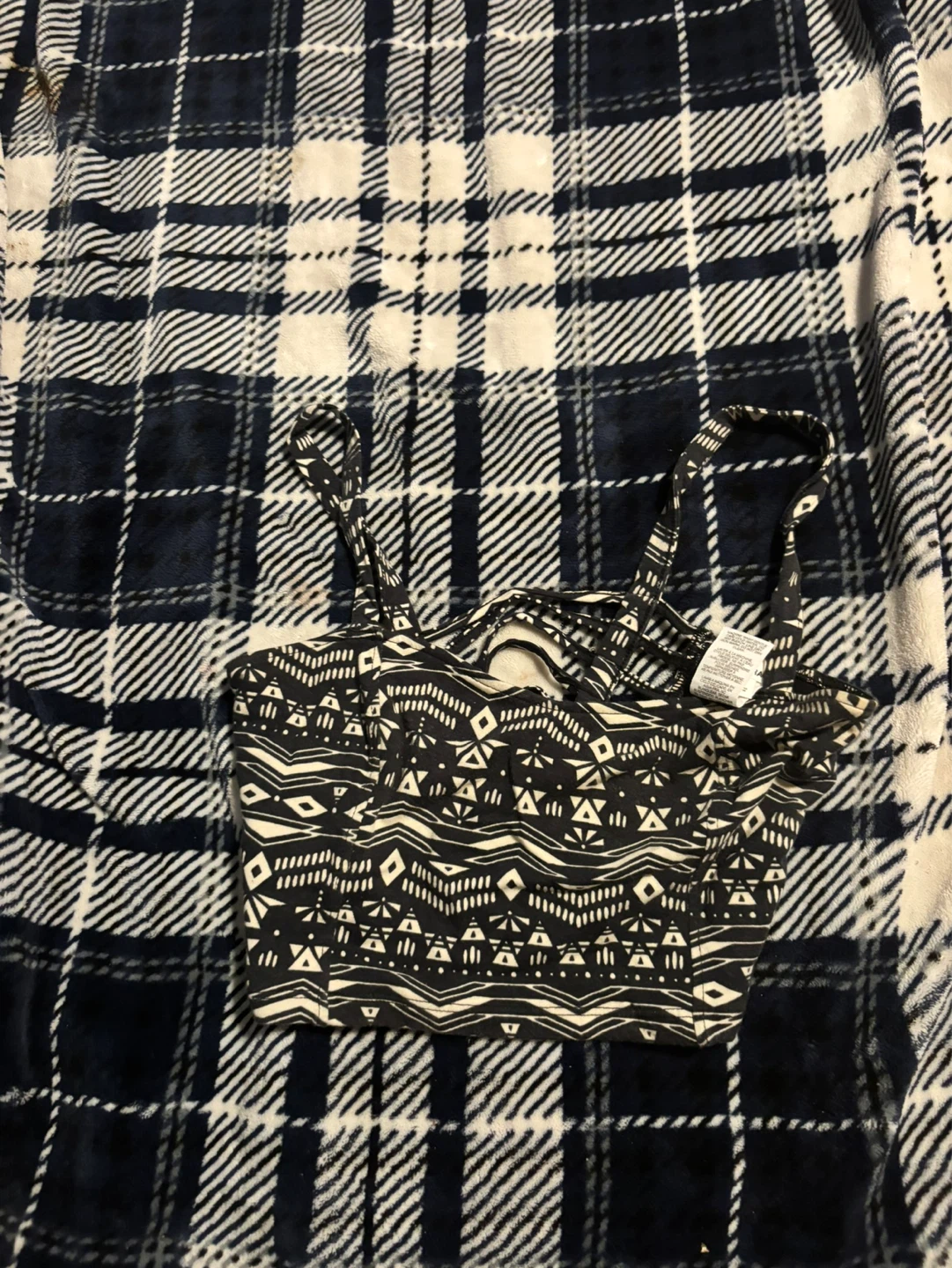 Garage Black & White Patterned Crop Top - XS