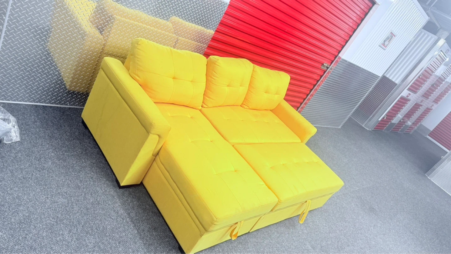 Yellow Sofa Bed with Storage - photo 5