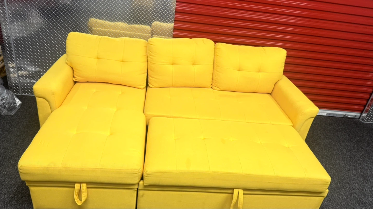 Yellow Sofa Bed with Storage - photo 3