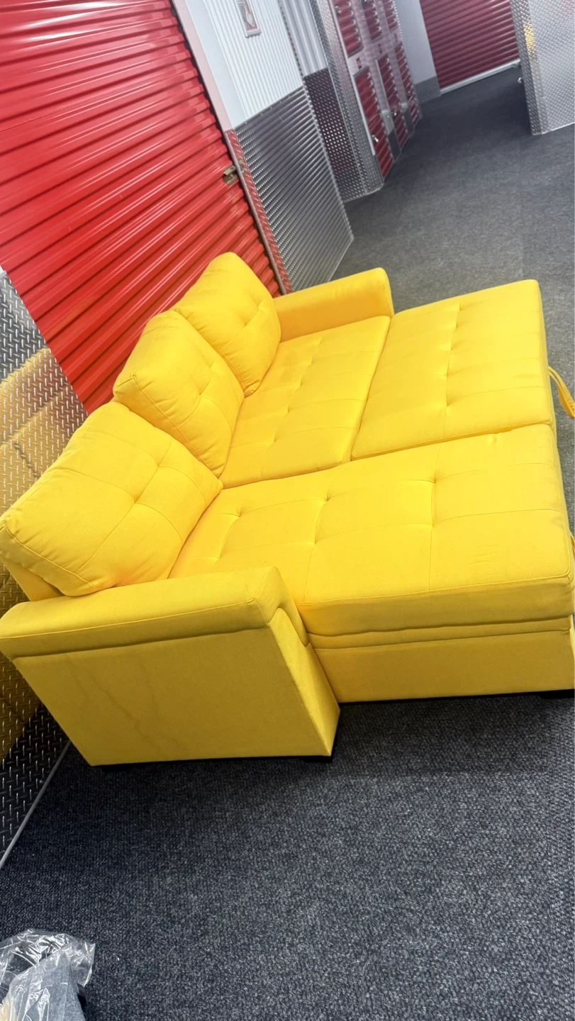 Yellow Sofa Bed with Storage - photo 4