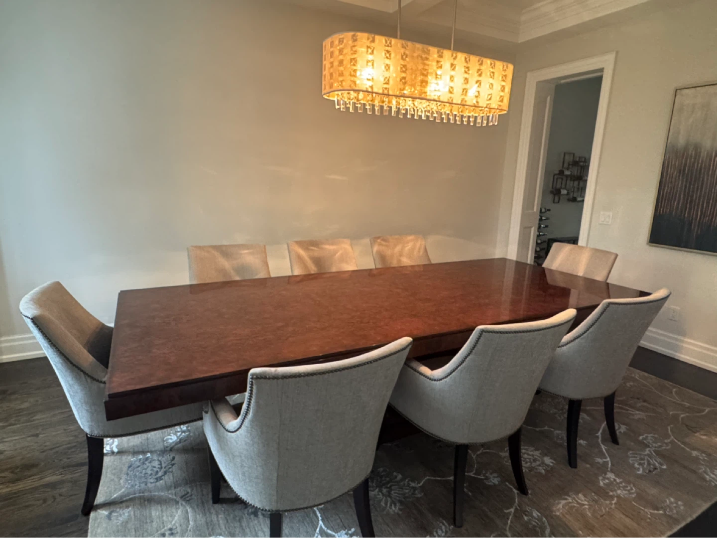 Large Dining Table with 8 Upholstered Chairs - photo 3