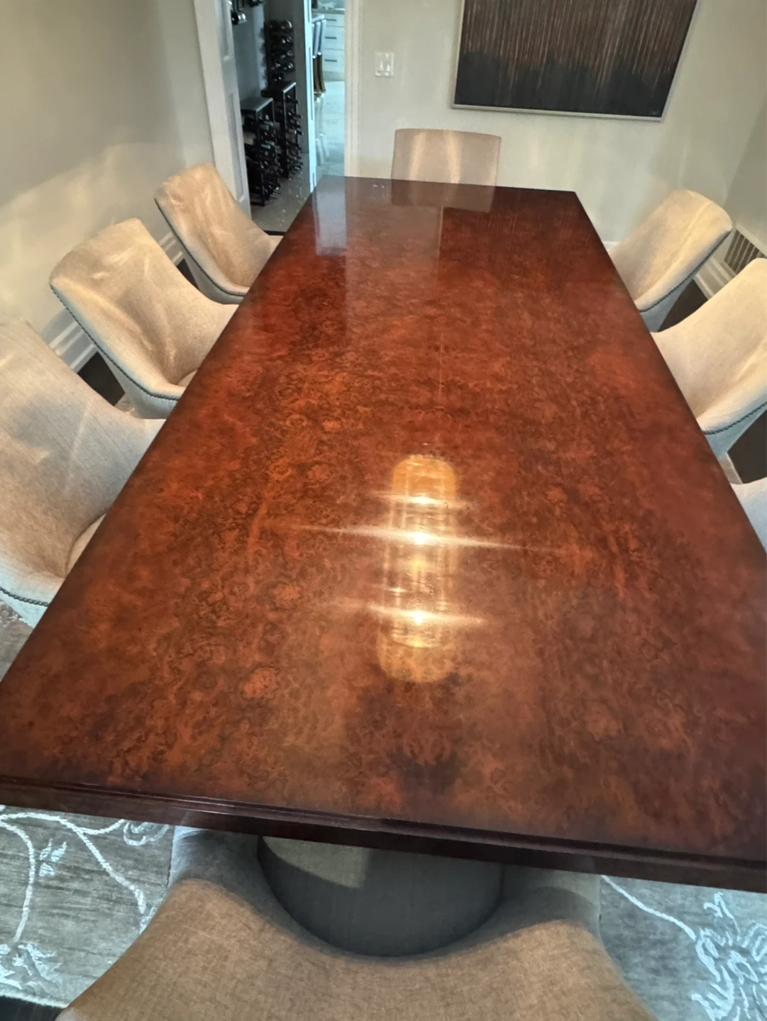 Large Dining Table with 8 Upholstered Chairs - photo 2