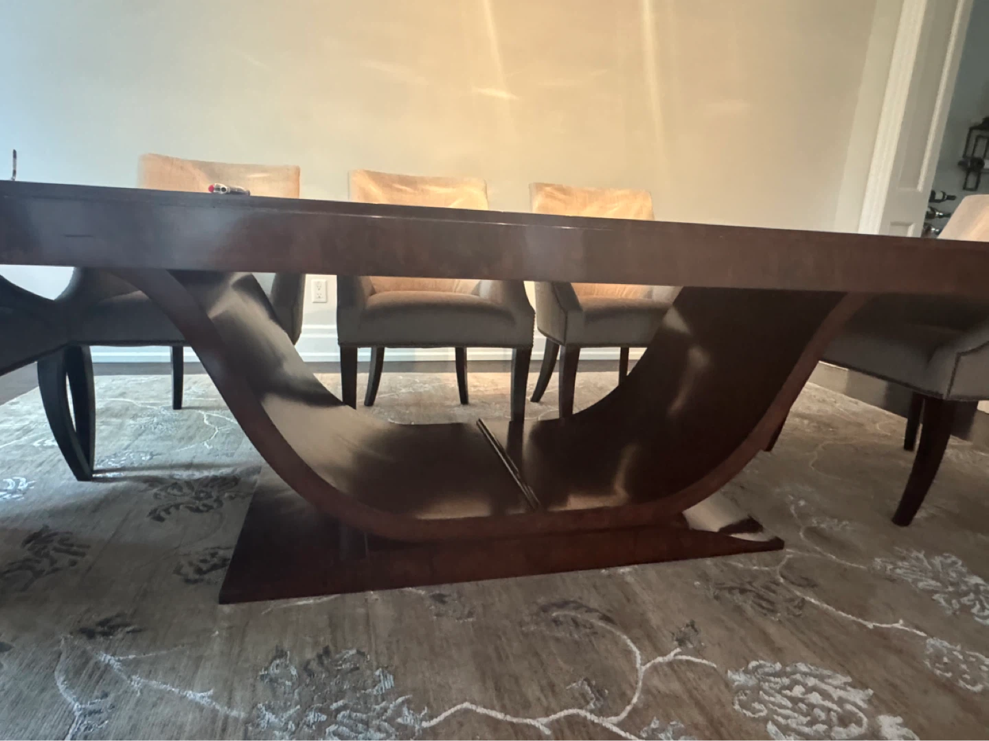 Large Dining Table with 8 Upholstered Chairs - photo 4