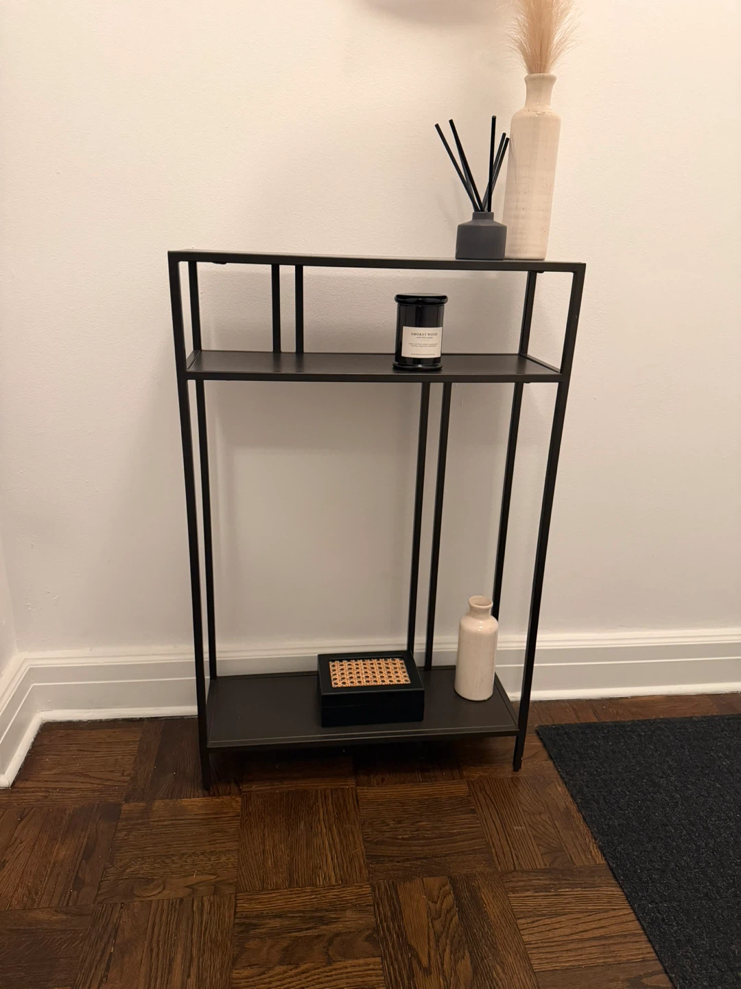 Black metal console table with two shelves - photo 4