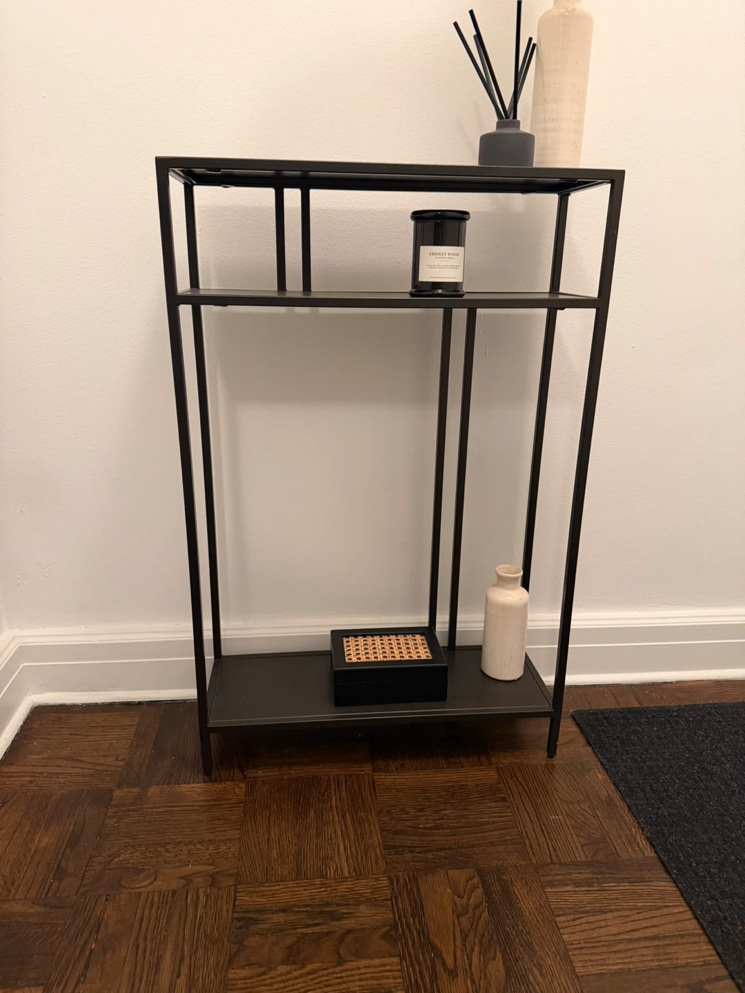 Black metal console table with two shelves - photo 3