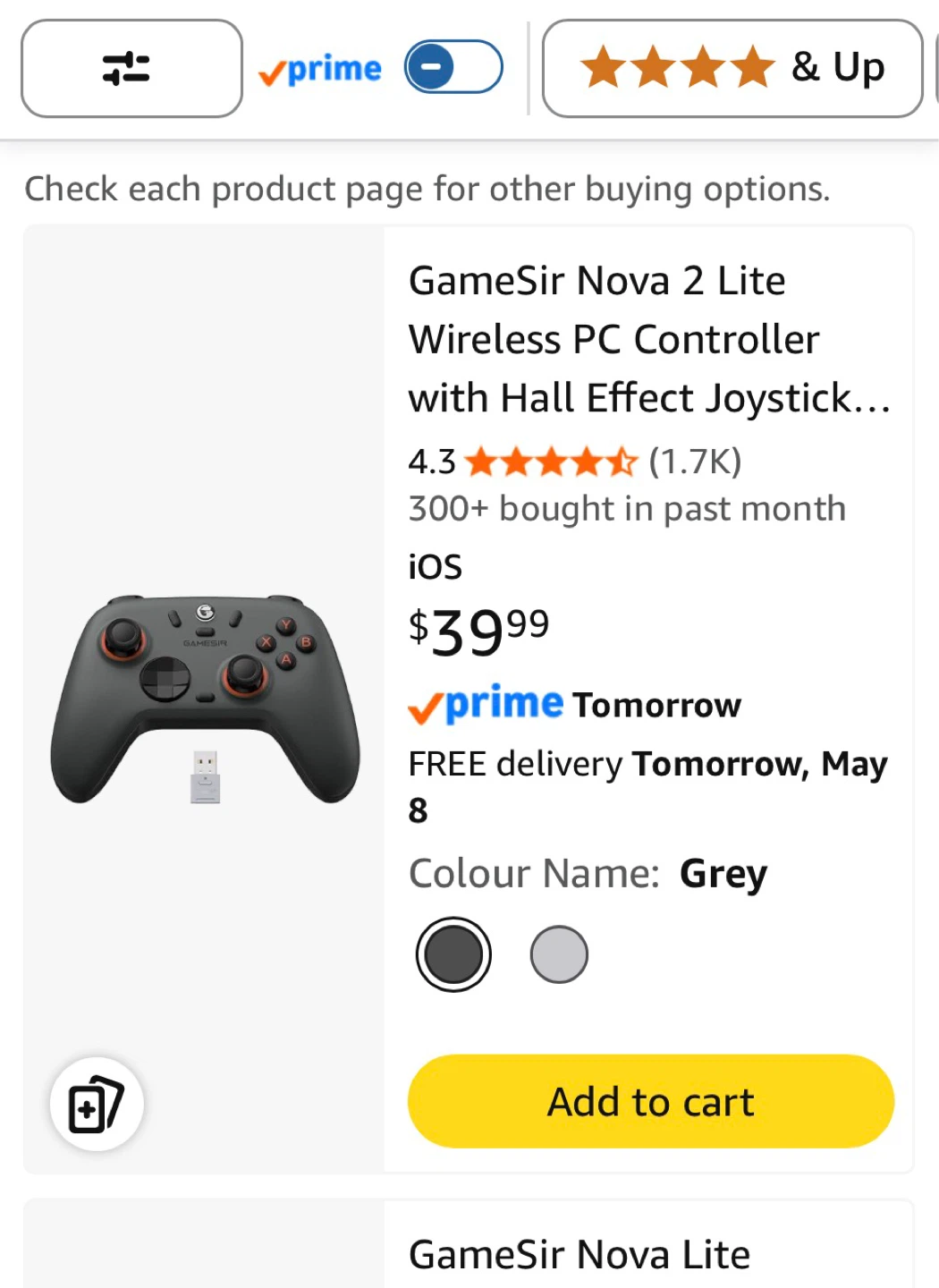 GameSir Nova 2 Lite Wireless PC Controller - Grey