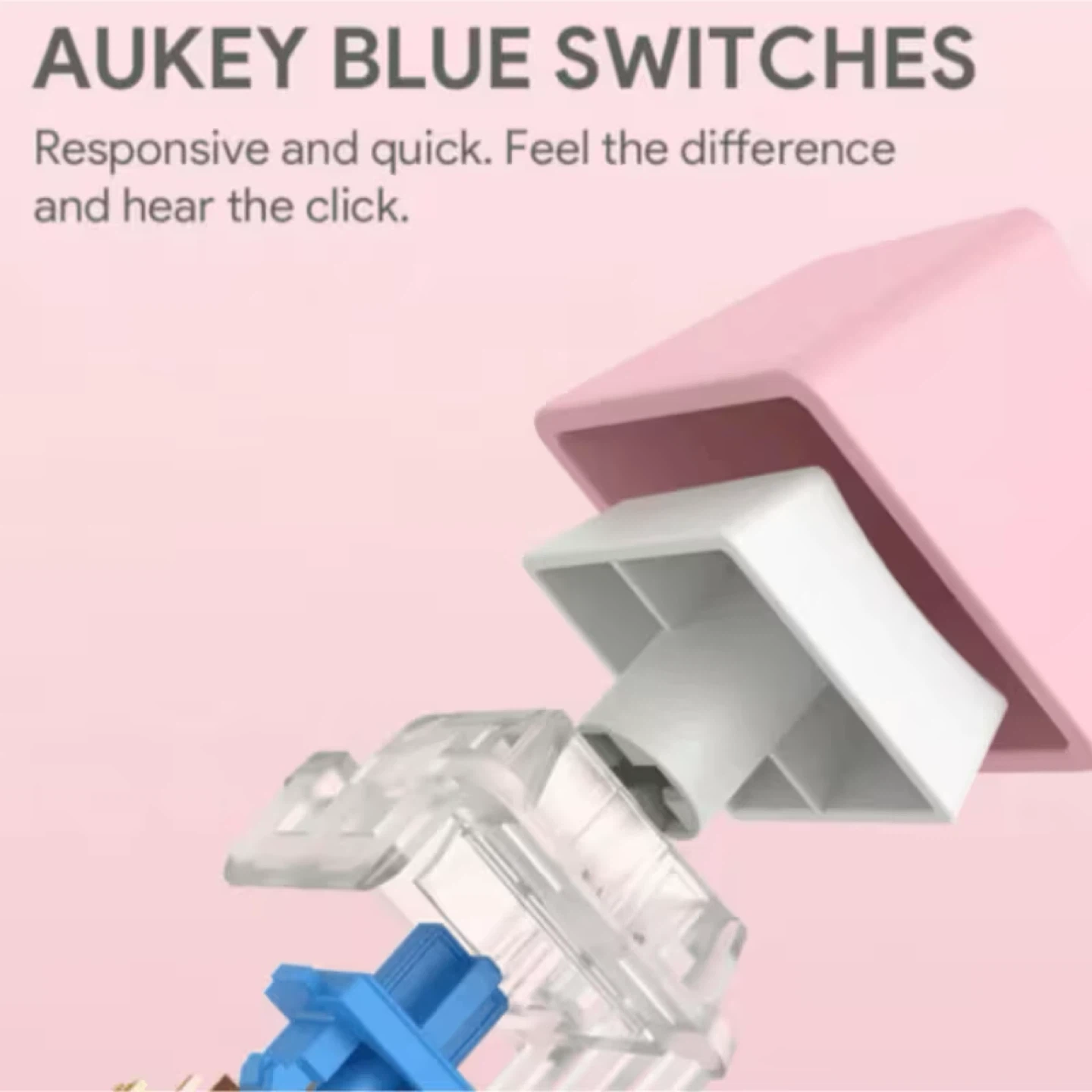 AUKEY Pink Mechanical Keyboard with Blue Switches - photo 3