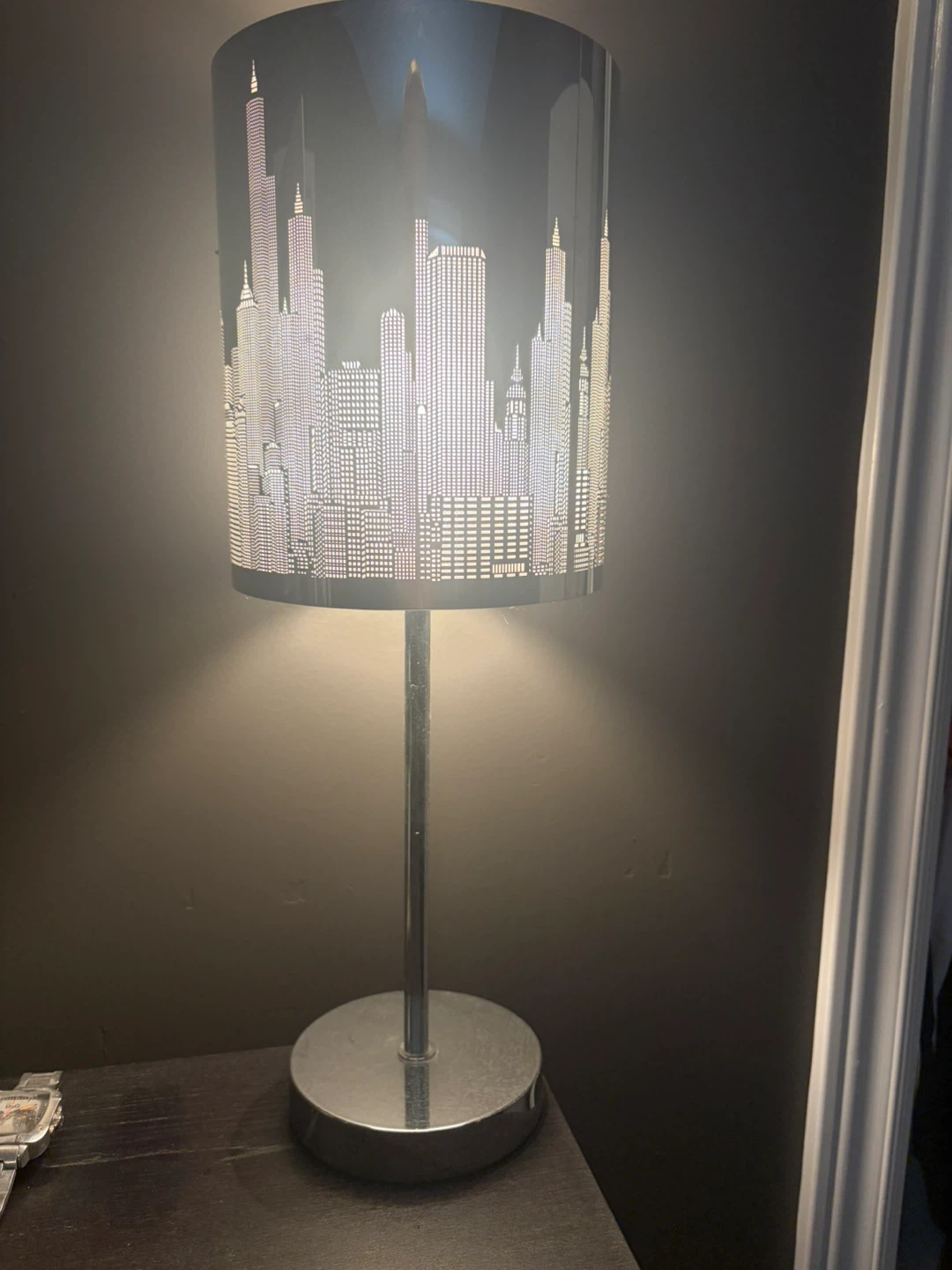 Silver Cityscape Table Lamp