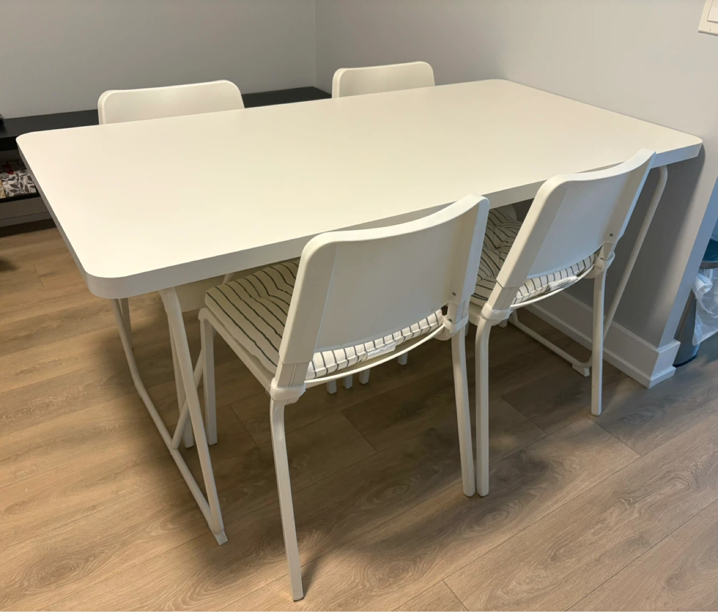 IKEA White Dining Table with 4 Chairs