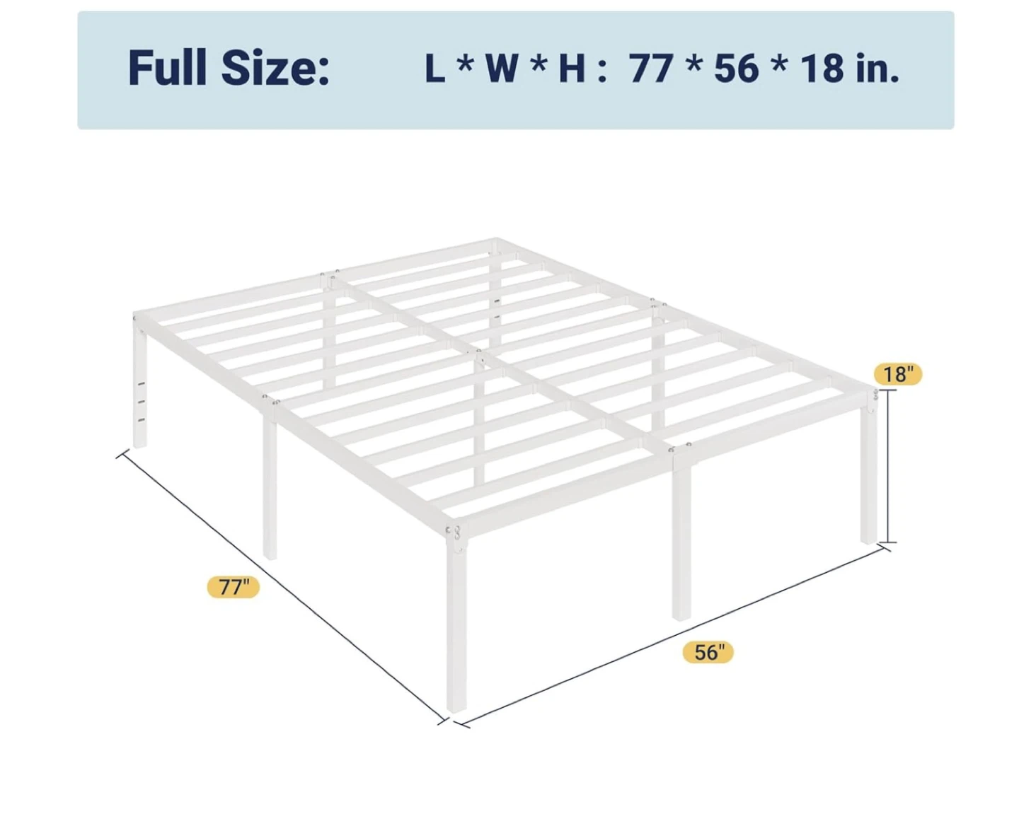 New in Box Full Size Bed Frame, 18 Inch Metal Platform - photo 2