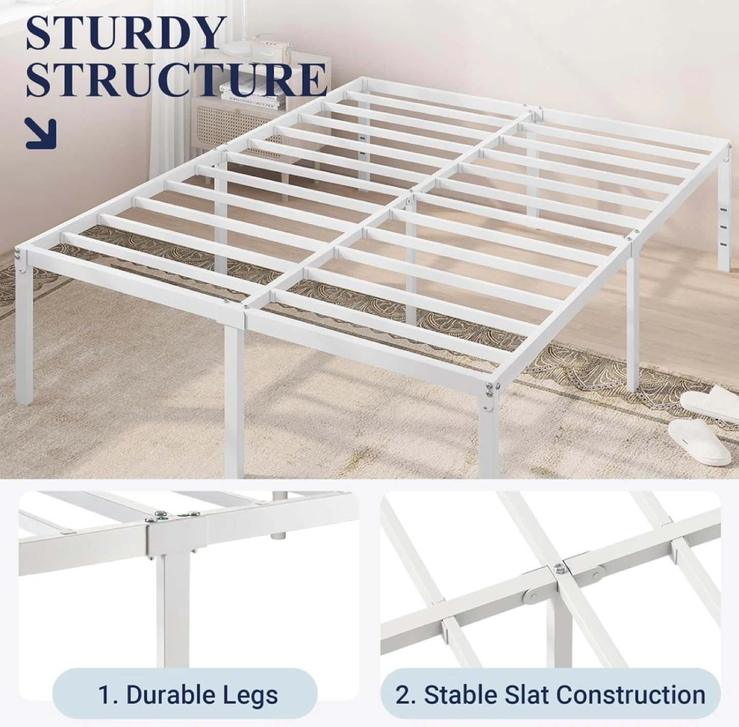 New in Box Full Size Bed Frame, 18 Inch Metal Platform - photo 3