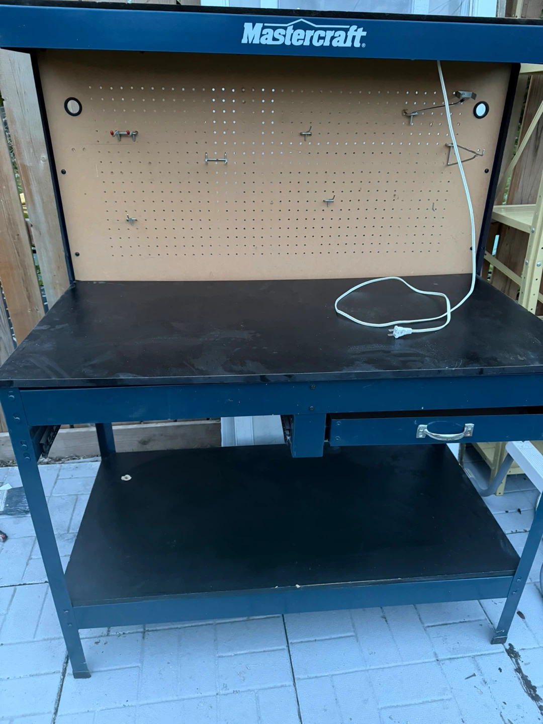 Mastercraft Workbench with Pegboard and Drawer