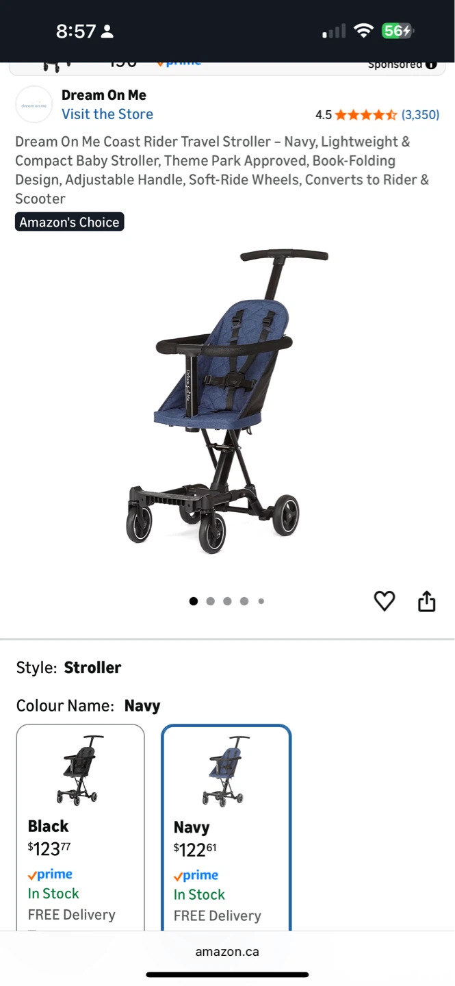 Dream On Me Coast Rider Travel Stroller - Navy