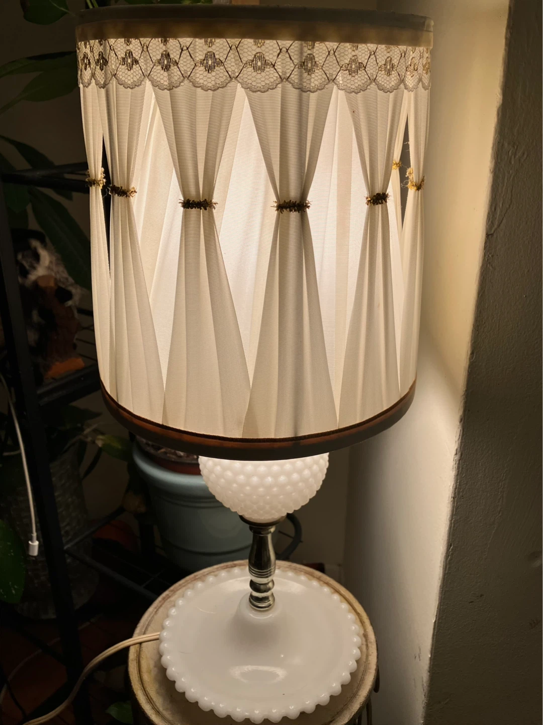 Vintage Table Lamp with Pleated Shade