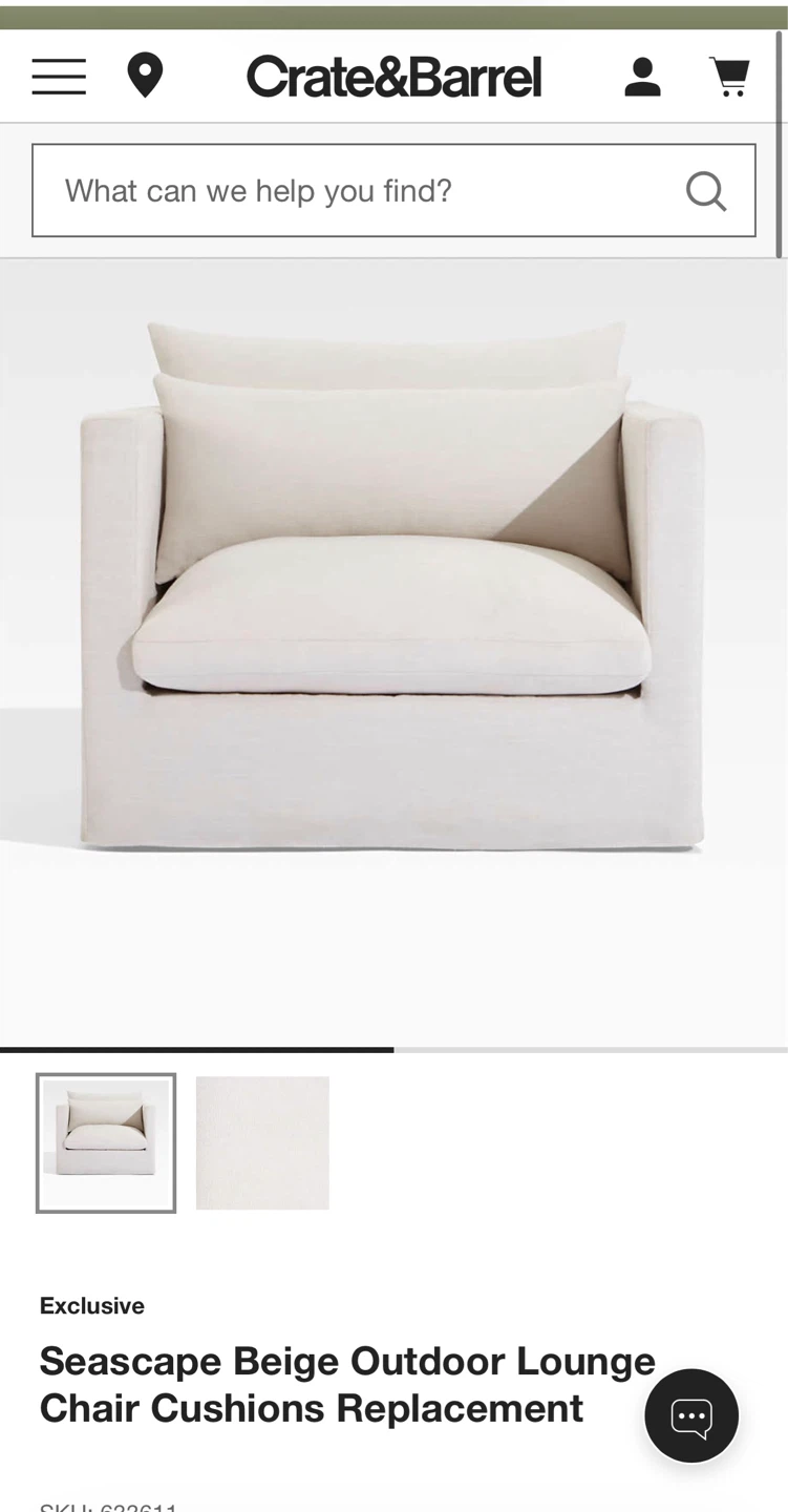 Crate & Barrel - Patio chair replacement cushions and slip cover
