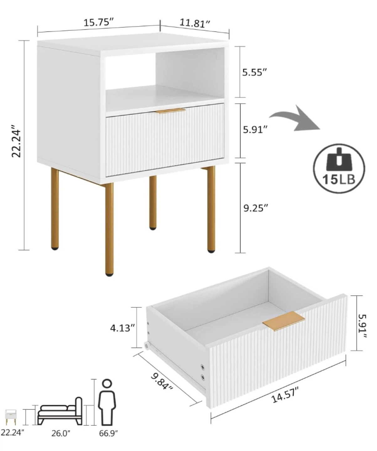 Mid Century Nightstand, 1pc - photo 3