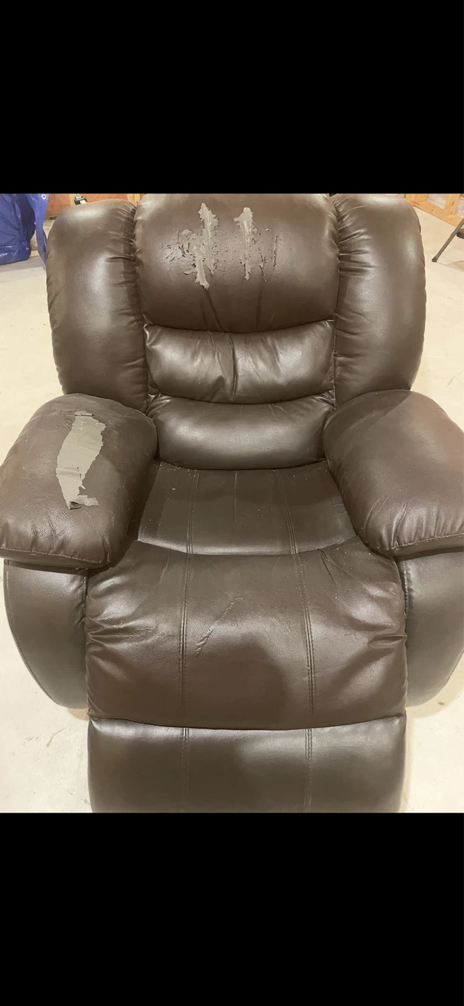 Brown Recliner Chair with Faux Leather Wear