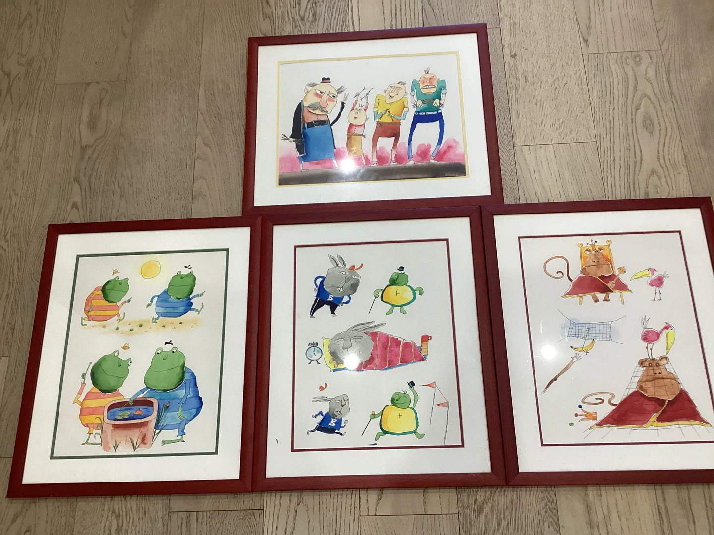 Set of 4 Framed Whimsical Watercolour Art Prints