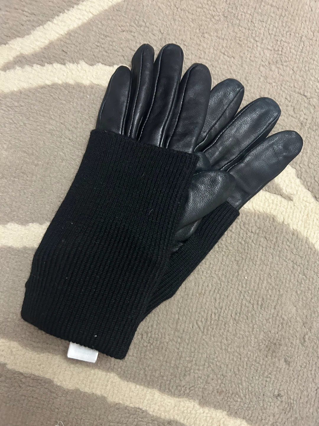 COS Black Leather & Knit Gloves