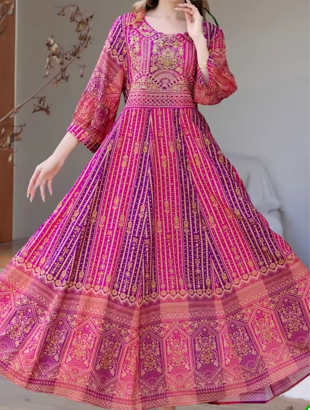 Women's Pink & Purple Boho Maxi Dress