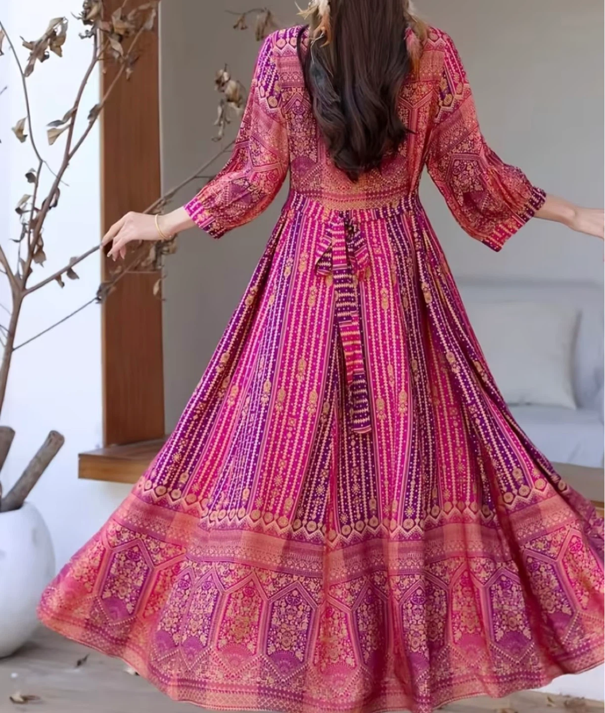 Women's Pink & Purple Boho Maxi Dress - photo 2