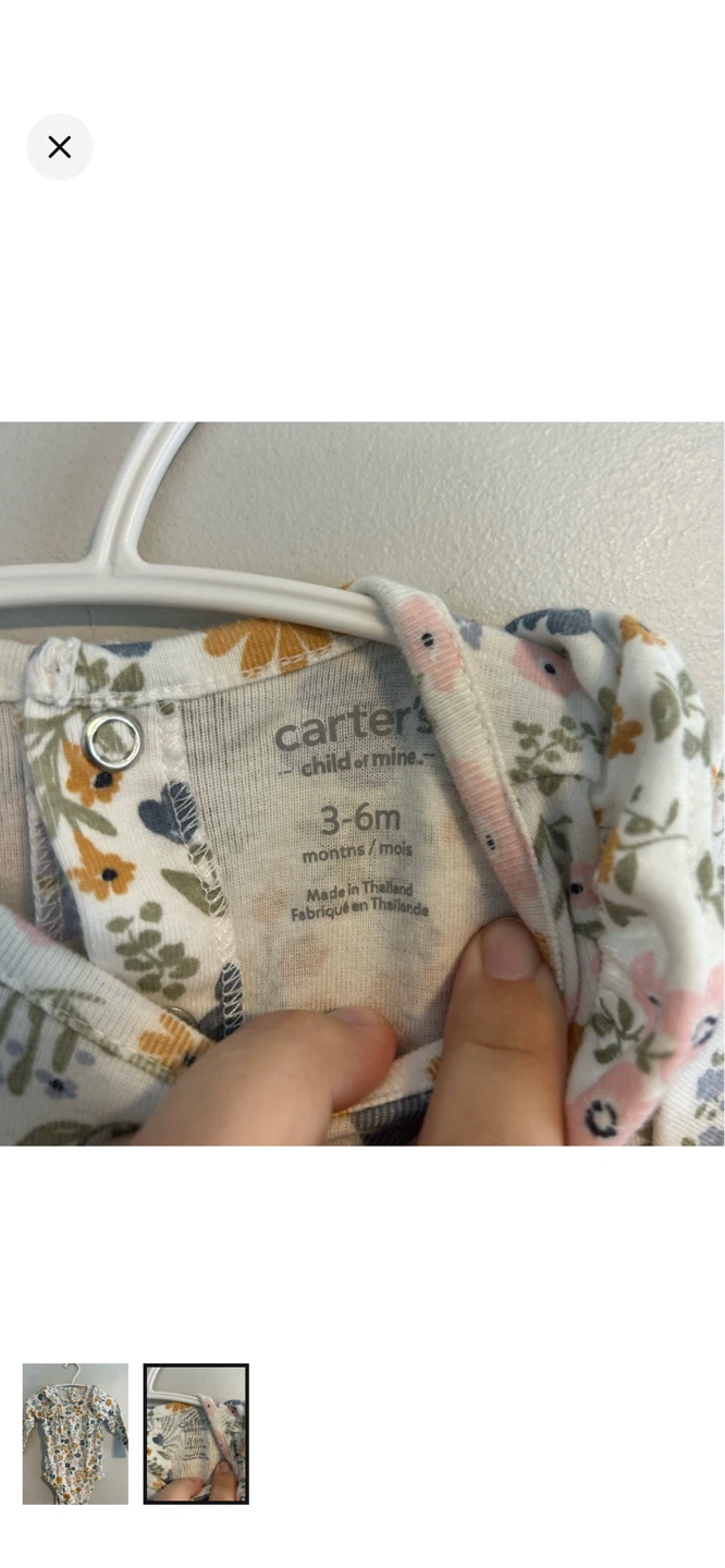 Carter's Child of Mine Floral Long Sleeve Bodysuit 3-6 Months - photo 2